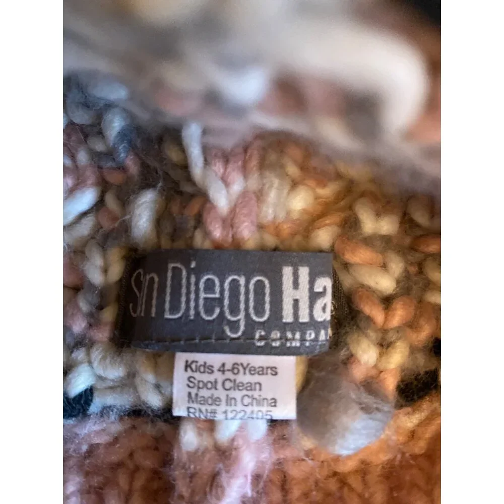 San Diego Hat Co. Kids Knit Beanie Pink Owl‎ Design Ages 4-6 With Pom Pom